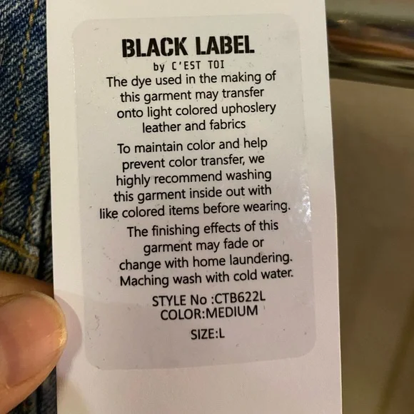 Black Label Distressed Medium Wash Overalls - Picture 6 of 6